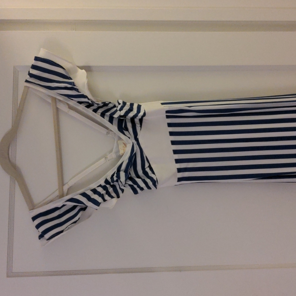 Larke striped ruffle strap dress